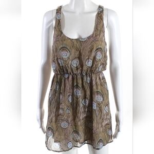 Show Me Your Mumu Peacock Feather Print Mini Dress, S, EUC